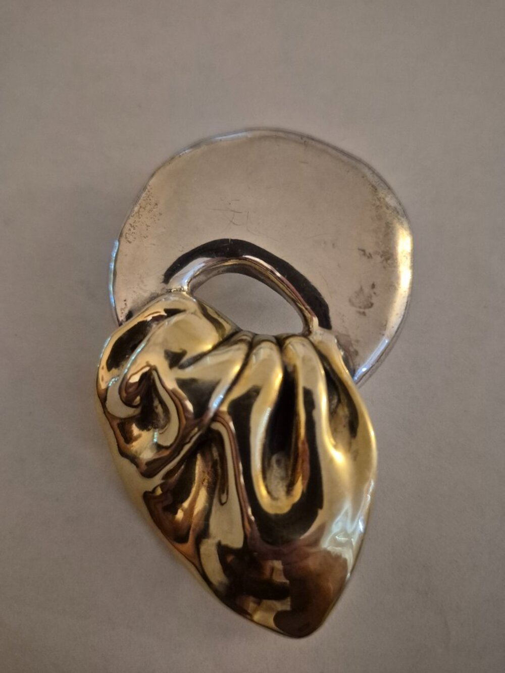 Vintage David Varsano Sterling Silver Gold Vermeil Modernist Brooch Pendant